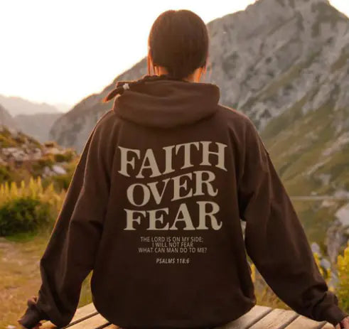 'Faith Over Fear' Christian Hoodie with Bible Verse