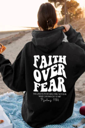'Faith Over Fear' Christian Hoodie with Bible Verse