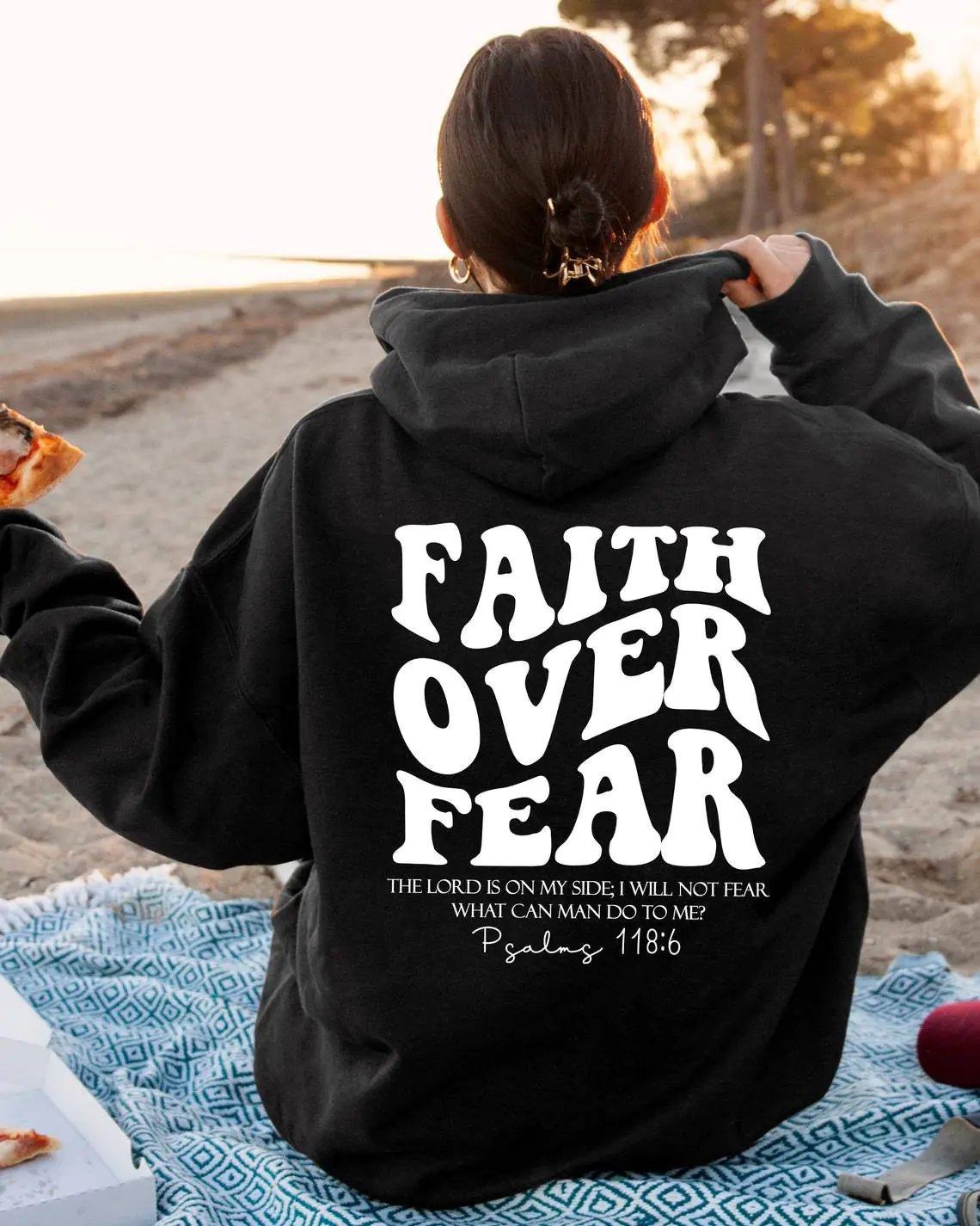 'Faith Over Fear' Christian Hoodie with Bible Verse