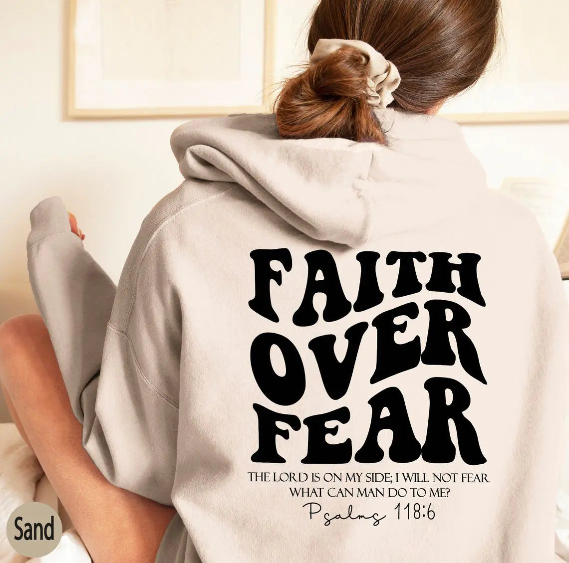 'Faith Over Fear' Christian Hoodie with Bible Verse